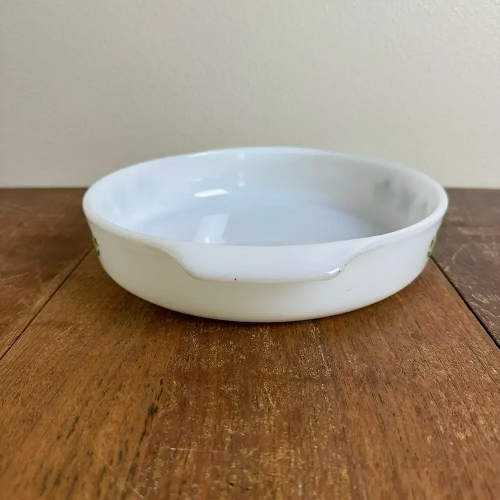 Fire‎ King GREEN MEADOW FLOWERS 9 inch Pie Baking Dish 429 Anchor Hocking